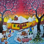 Umetnička slika Sanke slikar Zoran Zarić - tehnika ulje na platnu - format slike bez rama 30x25 cm - Cena umetničke slike 12900 dinara - izgled slike bez rama