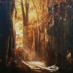 Umetnička slika Sećanje na Lothlorien slikar Predrag Vitezović - tehnika ulje na medijapanu - format slike sa ramom 100x153 cm - bez rama 80x125 cm - Cena umetničke slike 330400 dinara - izgled slike bez rama