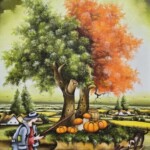 Umetnička slika Veliko drvo ljubavi 1 slikarka Marija Hlavati - tehnika ulje na platnu - format slike sa ramom 85x65 cm - bez rama 70x50 cm - Cena umetničke slike 82600 dinara - izgled slike bez rama
