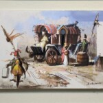 Umetnička slika Cirkusaneri – slikar Goran Mitrović – tehnika digitalna kombinovana sa ručno islikanim detaljima akrilnom bojom – unikatna slika – format bez rama 21×30 cm – sa ramom 41×50 cm – godina 2025 – Cena umetničke slike 25.960 dinara – izgled slike bez rama