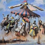 Lutajuća vrteška, Goran Mitrović, digitalna kombinovana tehnika sa dodatim aplikacijama i islikanim detaljima uljanom bojom – unikat slika, format slike bez rama 35×50 cm, sa ramom 53×69 cm – cena umetničke slike na upit – izgled slike bez rama
