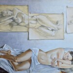 Umetnička slika Slika u nastajanju 2 – slikar Duško Trifunović – tehnika ulje na platnu – format slike bez rama 100×80 cm – cena umetničke slike 70.800 dinara – izgled slike bez rama