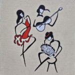 Umetnička slika Trio 1 – slikarka Tijana Lazić – tehnika slikanja akril na platnu – format slike bez rama 24×18 cm – cena umetničke slike 4.130 dinara – sertifikat – izgled slike bez rama