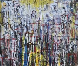Umetnička slika Beograd 3 slikar Miodrag Mijo Elezović - tehnika ulje na lesonitu - format slike sa ramom 52x35 cm - bez rama 41x24 cm - Cena umetničke slike 21240 dinara - izgled slike bez rama