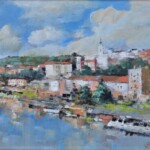 Umetnička slika Beograd 4 slikar Branko Dimitrijević - tehnika ulje na platnu - format slike sa ramom 40x50 cm - bez rama 25x35 cm - Cena umetničke slike 16520 dinara - izgled slike bez rama