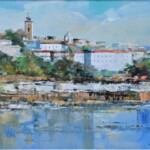 Umetnička slika Beograd 5 slikar Branko Dimitrijević - tehnika ulje na platnu - format slike sa ramom 39x49 cm - bez rama 25x35 cm - Cena umetničke slike 16520 dinara - izgled slike bez rama