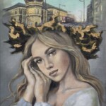 Umetnička slika Beograđanka 1 slikarka Ivana Milenković - tehnika ulje na platnu - format slike sa ramom 53x43 cm - bez rama 40x30 cm - Cena umetničke slike 23600 dinara - izgled slike bez rama