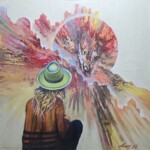 Umetnička slika Dama sa šeširom slikar Ivan Vanja Milanović - tehnika ulje na platnu - bez rama 100x100 cm - Cena umetničke slike 38940 dinara Umetnička slika Dama sa šeširom slikar Ivan Vanja Milanović - tehnika ulje na platnu - bez rama 100x100 cm - Cena umetničke slike 38940 dinara