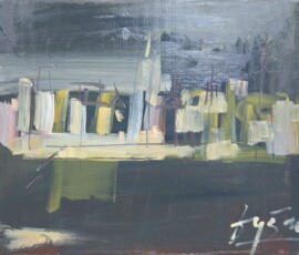 Umetnička slika Grad slikar Dušan Mikonjić - tehnika ulje na platnu - format slike sa ramom — - bez rama 40x50 cm - Cena umetničke slike 23600 dinara - izgled slike bez rama
