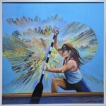 Umetnička slika Kajakašica slikar Ivan Vanja Milanović - tehnika ulje na platnu - bez rama 100x100 cm - Cena umetničke slike 38940 dinara Umetnička slika Kajakašica slikar Ivan Vanja Milanović - tehnika ulje na platnu - bez rama 100x100 cm - Cena umetničke slike 38940 dinara