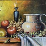 Umetnička slika Mrtva priroda srednja 2 slikar Dragan Canić - tehnika ulje na platnu - format slike sa ramom 47x57 cm - bez rama 30x40 cm - Cena umetničke slike 14160 dinara - izgled slike bez rama