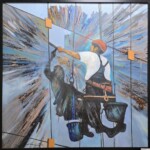 Umetnička slika Perač prozora slikar Ivan Vanja Milanović - tehnika ulje na platnu - bez rama 100x100 cm - Cena umetničke slike 38940 dinara Umetnička slika Perač prozora slikar Ivan Vanja Milanović - tehnika ulje na platnu - bez rama 100x100 cm - Cena umetničke slike 38940 dinara