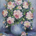 Umetnička slika Ruže slikarka Vesna Cvetkov - tehnika ulje na kartonu - format slike sa ramom 63x53 cm - bez rama 50x40 cm - Cena umetničke slike 17700 dinara - izgled slike bez rama Umetnička slika Ruže slikarka Vesna Cvetkov - tehnika ulje na kartonu - format slike sa ramom 63x53 cm - bez rama 50x40 cm - Cena umetničke slike 17700 dinara - izgled slike bez rama