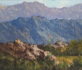 Umetnička slika Crna Gora 1 slikar Milan Lazarević - tehnika ulje na platnu - format slike sa ramom 46x64 cm - bez rama 36x53 cm - Cena umetničke slike 33040 dinara - izgled slike bez rama