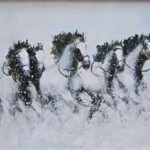 Umetnička slika Konji 15 slikar Dragan Tasić - tehnika akril na platnu kaširano na kartonu - format slike sa ramom 30x40 cm - bez rama 20x30 cm - Cena umetničke slike 8850 dinara - izgled slike bez rama