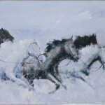 Umetnička slika Konji 18 slikar Dragan Tasić - tehnika akril na platnu kaširano na kartonu - format slike sa ramom 42x52 cm - bez rama 30x40 cm - Cena umetničke slike 11210 dinara - izgled slike bez rama