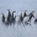 Umetnička slika Konji 25 slikar Dragan Tasić - tehnika akril na platnu kaširano na kartonu - format slike sa ramom 50x60 cm - bez rama 40x50 cm - Cena umetničke slike 14160 dinara - izgled slike bez rama