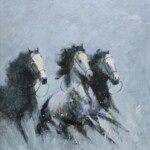 Umetnička slika Konji 28 slikar Dragan Tasić - tehnika akril na platnu kaširano na kartonu - format slike sa ramom 62x52 cm - bez rama 50x40 cm - Cena umetničke slike 14160 dinara - izgled slike bez rama