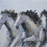 Umetnička slika Konji 30 slikar Dragan Tasić - tehnika akril na platnu kaširano na kartonu - format slike sa ramom 51x61 cm - bez rama 40x50 cm - Cena umetničke slike 14160 dinara - izgled slike bez rama
