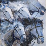 Umetnička slika Konji 33 slikar Dragan Tasić - tehnika akril na platnu kaširano na kartonu - format slike sa ramom 70x60 cm - bez rama 60x50 cm - Cena umetničke slike 17700 dinara - izgled slike sa ramom