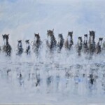 Umetnička slika Konji 35 slikar Dragan Tasić - tehnika akril na platnu kaširano na kartonu - format slike sa ramom 60x70 cm - bez rama 50x60 cm - Cena umetničke slike 17700 dinara - izgled slike bez rama