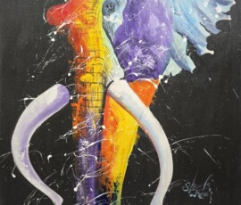 Umetnička slika Slon 1 slikar Sharih (Zanzibar)- tehnika akril na platnu - veličina slike bez rama 80x60 cm - cena umetničke slike 41300 dinara - izgled slike bez rama