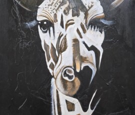 Umetnička slika Žirafa slikar Sharih (Zanzibar)- tehnika akril na platnu - veličina slike bez rama 80x55 cm - cena umetničke slike 41300 dinara - izgled slike bez rama