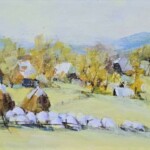 Umetnička slika Zlatibor 5 slikar Dragan Tasić - tehnika akril na platnu kaširano na kartonu - format slike sa ramom 29x39 cm - bez rama 20x30 cm - Cena umetničke slike 8850 dinara - izgled slike bez rama
