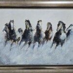 Umetnička slika Galop 2 slikar Dragan Tasić- tehnika akril na lesonitu - veličina slike bez rama 60x80 cm - sa ramom 78x98 cm - cena umetničke slike 38940 dinara - izgled slike sa ramom