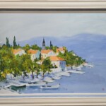 Umetnička slika Morski pejsaž 1 slikar Dragan Tasić- tehnika akril na lesonitu - veličina slike bez rama 60x80 cm - sa ramom 75x95 cm - cena umetničke slike 38940 dinara - izgled slike sa ramom