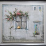 Umetnička slika Prozor slikar Miodrag Žigić- tehnika ulje na platnu - veličina slike bez rama 70x80 cm - sa ramom 87x97 cm - cena umetničke slike 70800 dinara - izgled slike sa ramom