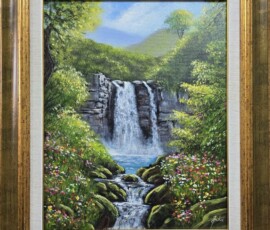 Umetnička slika Vodopad slikar Jadran Đukić- tehnika ulje na platnu - veličina slike bez rama 50x40 cm - sa ramom 69x59 cm - cena umetničke slike 28320 dinara - izgled slike sa ramom Umetnička slika Vodopad slikar Jadran Đukić- tehnika ulje na platnu - veličina slike bez rama 50x40 cm - sa ramom 69x59 cm - cena umetničke slike 28320 dinara - izgled slike sa ramom