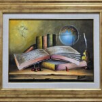 Umetnička slika Knjige slikar Dragan Canić- tehnika ulje na platnu - veličina slike bez rama 30x40 cm - sa ramom 47x57 cm - cena umetničke slike 15340 dinara - izgled slike sa ramom Umetnička slika Knjige slikar Dragan Canić- tehnika ulje na platnu - veličina slike bez rama 30x40 cm - sa ramom 47x57 cm - cena umetničke slike 15340 dinara - izgled slike sa ramom