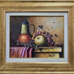 Umetnička slika Mrtva priroda mala 2 slikar Dragan Canić- tehnika ulje na platnu - veličina slike bez rama 22x28 cm - sa ramom 38x44 cm - cena umetničke slike 9440 dinara - izgled slike sa ramom