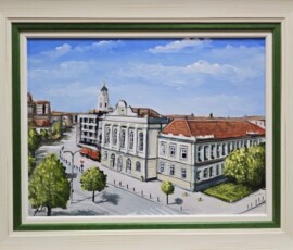 Umetnička slika Smederevo gimnazija slikar Jadran Đukić- tehnika ulje na platnu - veličina slike bez rama 30x40 cm - sa ramom 40x50 cm - cena umetničke slike 16520 dinara - izgled slike sa ramom Umetnička slika Smederevo gimnazija slikar Jadran Đukić- tehnika ulje na platnu - veličina slike bez rama 30x40 cm - sa ramom 40x50 cm - cena umetničke slike 16520 dinara - izgled slike sa ramom