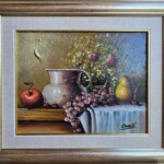 Umetnička slika Mrtva priroda mala 11 slikar Dragan Canić- tehnika ulje na platnu - veličina slike bez rama 22x28 cm - sa ramom 34x42 cm - cena umetničke slike 9440 dinara - izgled slike sa ramom