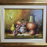 Umetnička slika Mrtva priroda mala 4 slikar Dragan Canić- tehnika ulje na platnu - veličina slike bez rama 22x28 cm - sa ramom 34x42 cm - cena umetničke slike 9440 dinara - izgled slike sa ramom