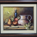 Umetnička slika Mrtva priroda mala 3 slikar Dragan Canić- tehnika ulje na platnu - veličina slike bez rama 22x28 cm - sa ramom 34x42 cm - cena umetničke slike 9440 dinara - izgled slike sa ramom