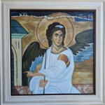 Umetnička slika Beli anđeo slikar Marija Đukić- tehnika ulje na platnu - veličina slike bez rama 50x50 cm - sa ramom 63x63 cm - cena umetničke slike 23600 dinara - izgled slike sa ramom.