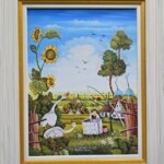 Umetnička slika Bunar i guske slikar Juraj Lavroš- Naiva Kovačica - tehnika ulje na platnu - veličina slike bez rama 40x30 cm - sa ramom 52x42 cm - cena umetničke slike 66080 dinara - izgled slike sa ramom. Umetnička slika Bunar i guske slikar Juraj Lavroš- Naiva Kovačica - tehnika ulje na platnu - veličina slike bez rama 40x30 cm - sa ramom 52x42 cm - cena umetničke slike 66080 dinara - izgled slike sa ramom.