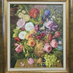 Umetnička slika Cveće 1 slikar Olja Nikonova- tehnika ulje na platnu - veličina slike bez rama 55x46 cm - sa ramom 73x64 cm - cena umetničke slike 53100 dinara - izgled slike sa ramom.