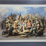 Umetnička slika Kosovski boj slikar Goran Mitrović- tehnika digitalna kombinovana tehnika sa dodatim aplikacijama i islikanim detaljima uljanom bojom - veličina slike bez rama 50x80 cm - sa ramom 70x100 cm - cena umetničke slike 76700 dinara - izgled slike sa ramom. Umetnička slika Kosovski boj slikar Goran Mitrović- tehnika digitalna kombinovana tehnika sa dodatim aplikacijama i islikanim detaljima uljanom bojom - veličina slike bez rama 50x80 cm - sa ramom 70x100 cm - cena umetničke slike 76700 dinara - izgled slike sa ramom.