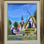Umetnička slika Kovačica slikar Pavel Cicka- Naiva Kovačica - tehnika ulje na platnu kaširano na lesonitu - veličina slike bez rama 30x24 cm - sa ramom 42x36 cm - cena umetničke slike 47200 dinara - izgled slike sa ramom.