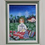 Umetnička slika Mačka slikar Eva Husarikova- Naiva Kovačica - tehnika ulje na lesonitu - veličina slike bez rama 24x18 cm - sa ramom 34x28 cm - cena umetničke slike 37760 dinara - izgled slike sa ramom.
