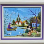 Umetnička slika Pecaroši slikar Pavel Cicka- Naiva Kovačica - tehnika ulje na platnu kaširano na lesonitu - veličina slike bez rama 24x30 cm - sa ramom 35x41 cm - cena umetničke slike 47200 dinara - izgled slike sa ramom.