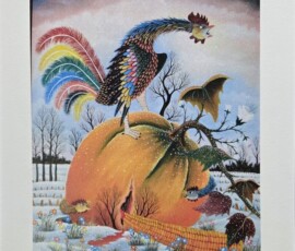Umetnička slika Pevac 2 slikar Pavel Hajko- Naiva Kovačica - tehnika grafika - veličina slike bez rama 33x25 cm - sa paspartuom 45x32 cm - cena umetničke slike 7080 dinara - izgled slike sa paspartuom.