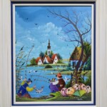 Umetnička slika Ribari 2 slikar Pavel Cicka- Naiva Kovačica - tehnika ulje na platnu kaširano na lesonitu - veličina slike bez rama 50x40 cm - sa ramom 65x55 cm - cena umetničke slike 70800 dinara - izgled slike sa ramom.