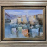 Umetnička slika Barke slikar Dejan Slepčević- tehnika ulje na platnu - veličina slike bez rama 30x40 cm - sa ramom 50x60 cm - cena umetničke slike 30680 dinara - izgled slike sa ramom.