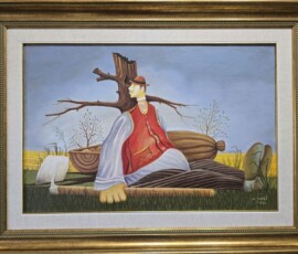 Umetnička slika Čovek sa motikom slikar Martin Jonaš- Naiva Kovačica - tehnika ulje na platnu - veličina slike bez rama 40x60 cm - sa ramom 58x78 cm - cena umetničke slike 259600 dinara - izgled slike sa ramom. Umetnička slika Čovek sa motikom slikar Martin Jonaš- Naiva Kovačica - tehnika ulje na platnu - veličina slike bez rama 40x60 cm - sa ramom 58x78 cm - cena umetničke slike 259600 dinara - izgled slike sa ramom.