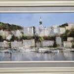 Umetnička slika Moj Beograd slikar Dejan Slepčević- tehnika ulje na platnu - veličina slike bez rama 45x70 cm - sa ramom 68x93 cm - cena umetničke slike 66080 dinara - izgled slike sa ramom.
